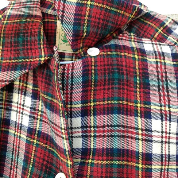 Vintage 50s Deacon Brothers Plaid Viyella Shirt with Pearl Buttons 44" Bust - Picture 4 of 12